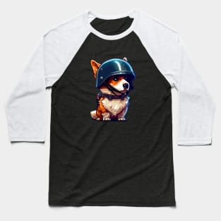 Funny military corgi in helmet Baseball T-Shirt